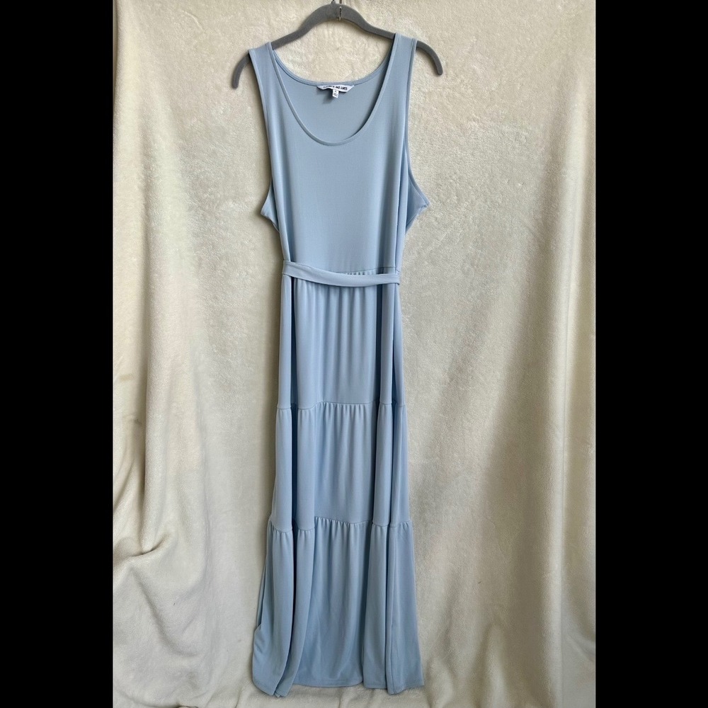 Elizabeth‎ & James Tiered Tank Maxi Dress Light Blue Belted XL EUC